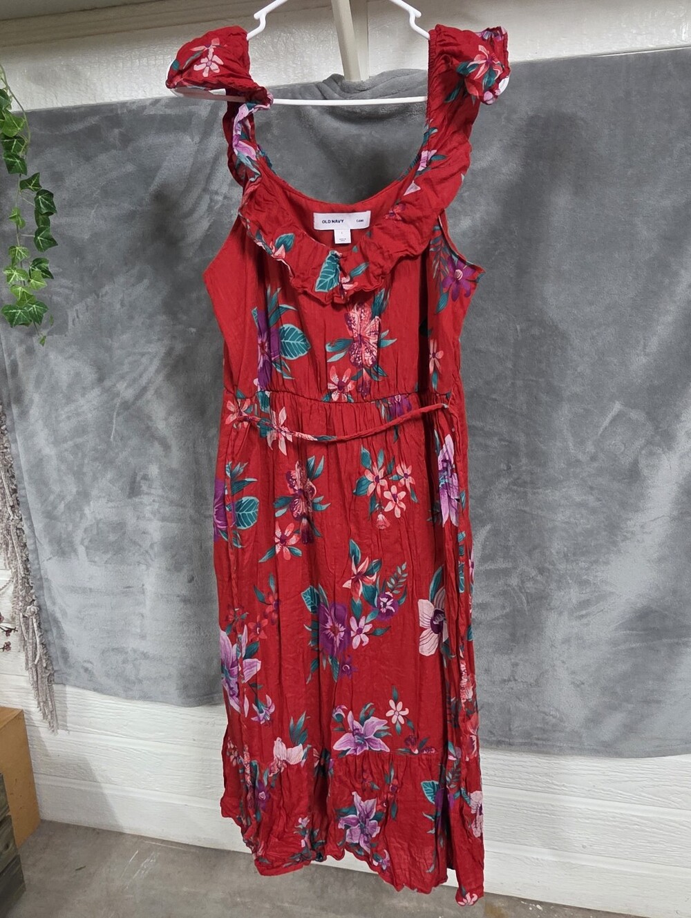 Old Navy Red Sundress Floral Summer Outfit Size Large